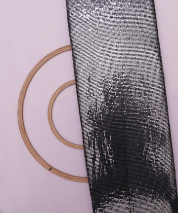 black and silver small sequin georgette embroidery fabric o103 5690